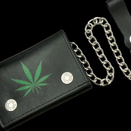 WP-LEAF  MARIJUANA WEED GANJA GENUINE  LEATHER WALLET