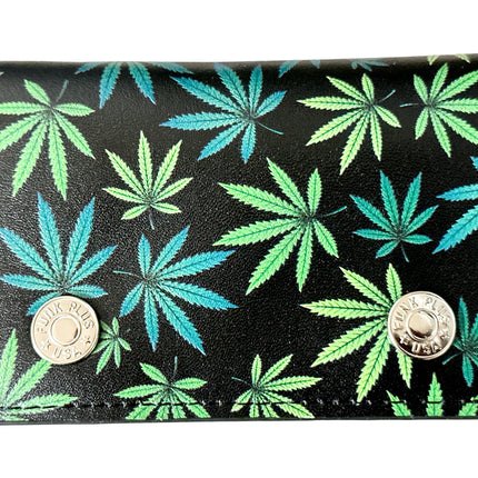 WP-LEAVES MARIJUANA WEED GANJA GENUINE  LEATHER WALLET
