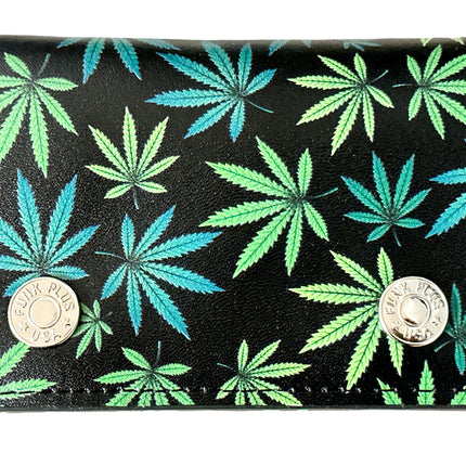 WP-LEAVES MARIJUANA WEED GANJA GENUINE  LEATHER WALLET