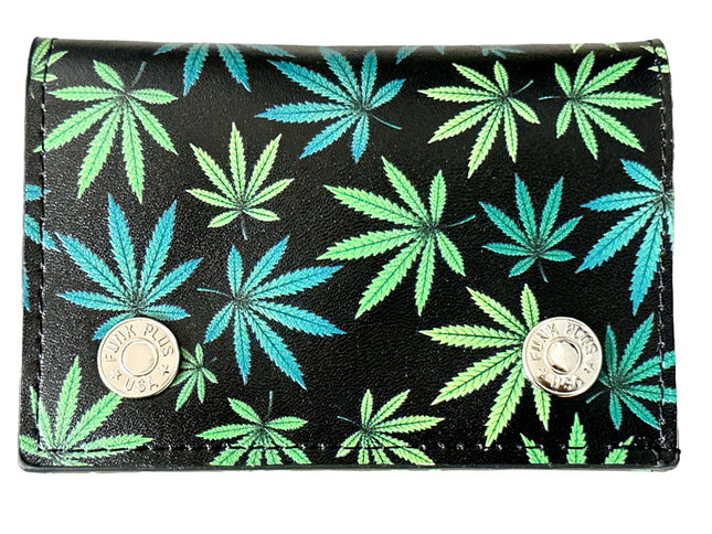WP-LEAVES MARIJUANA WEED GANJA GENUINE  LEATHER WALLET