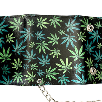 WP-LEAVES MARIJUANA WEED GANJA GENUINE  LEATHER WALLET