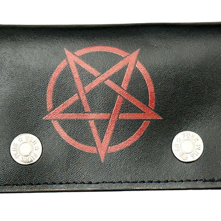 WP-PENTA-RED PENTAGRAM GENUINE  LEATHER WALLET