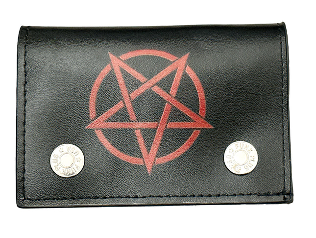WP-PENTA-RED PENTAGRAM GENUINE  LEATHER WALLET