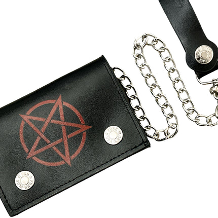 WP-PENTA-RED PENTAGRAM GENUINE  LEATHER WALLET