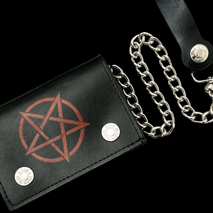 WP-PENTA-RED PENTAGRAM GENUINE  LEATHER WALLET