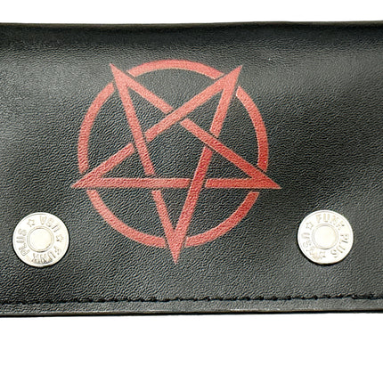 WP-PENTA-RED PENTAGRAM GENUINE  LEATHER WALLET