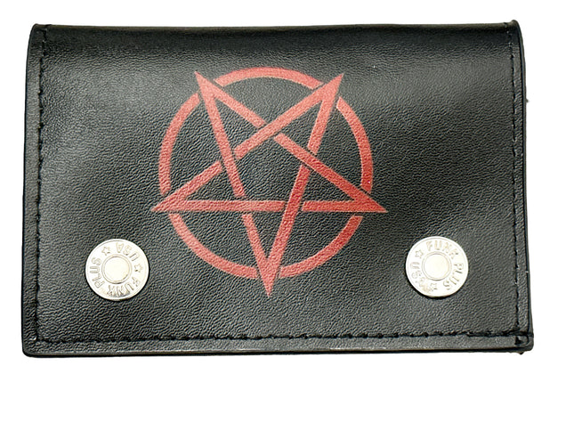 WP-PENTA-RED PENTAGRAM GENUINE  LEATHER WALLET