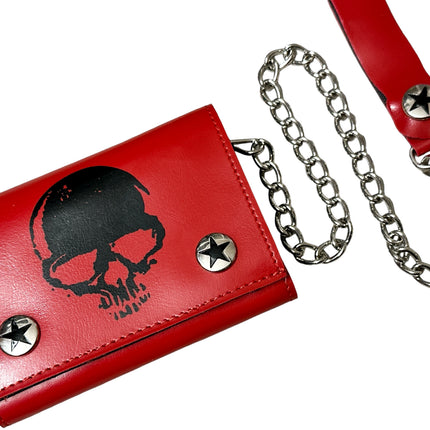 WP-SKULL-RED  GENUINE  LEATHER