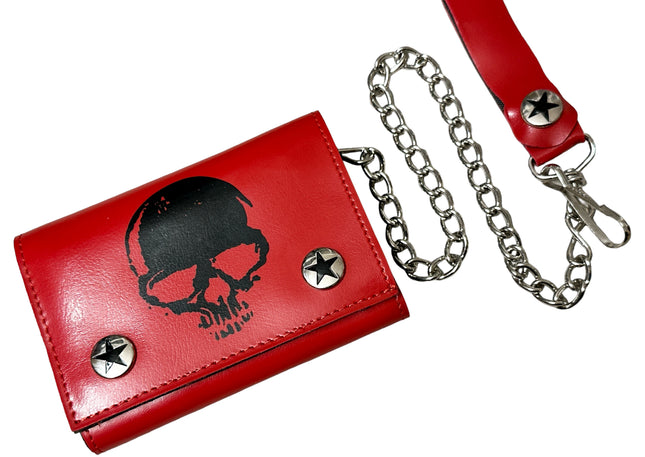 WP-SKULL-RED  GENUINE  LEATHER