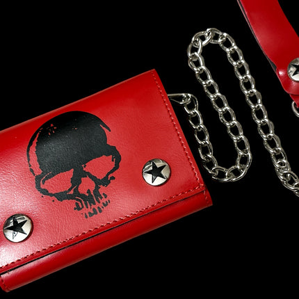 WP-SKULL-RED  GENUINE  LEATHER