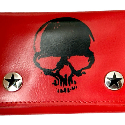 WP-SKULL-RED  GENUINE  LEATHER