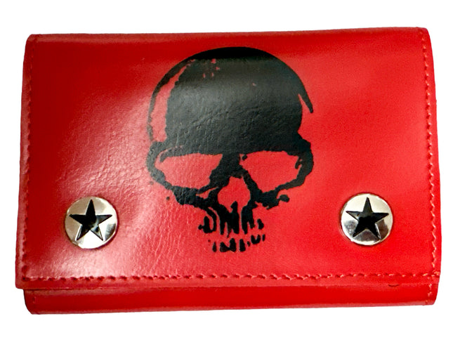WP-SKULL-RED  GENUINE  LEATHER