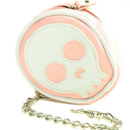 WSK801PINK  SKULL FACE ROUND WALLET