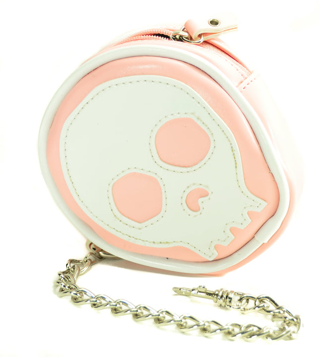 WSK801PINK  SKULL FACE ROUND WALLET