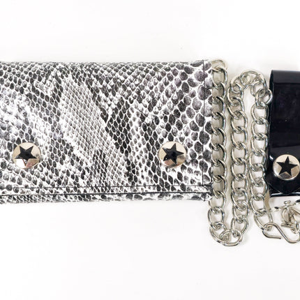 WSNK100  SNAKE SKIN BIKER WALLET