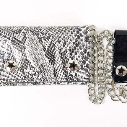 WSNK100  SNAKE SKIN BIKER WALLET