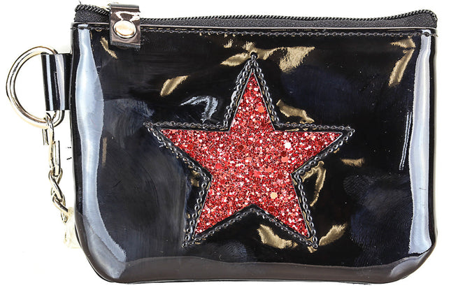 WST702BLK GLITTER STAR WALLET PURSE