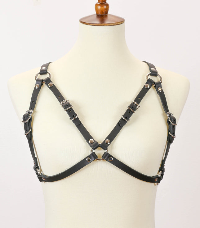 XH101L BRA HARNESS ASSORTED LEATHER 3MM GENUINE COWHIDE LEATHER