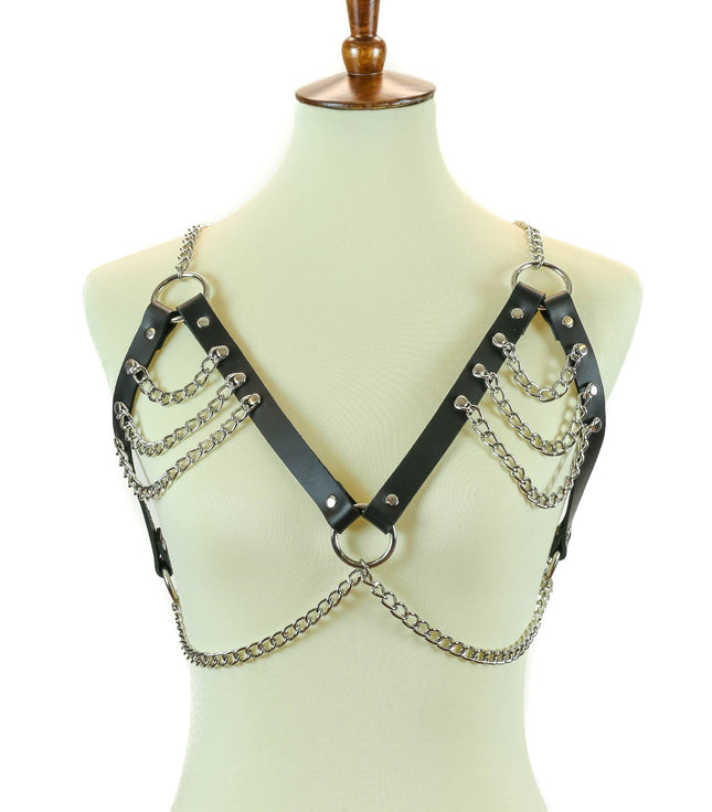 XH125L CHAIN BRA HARNESS ASSORTED LEATHER