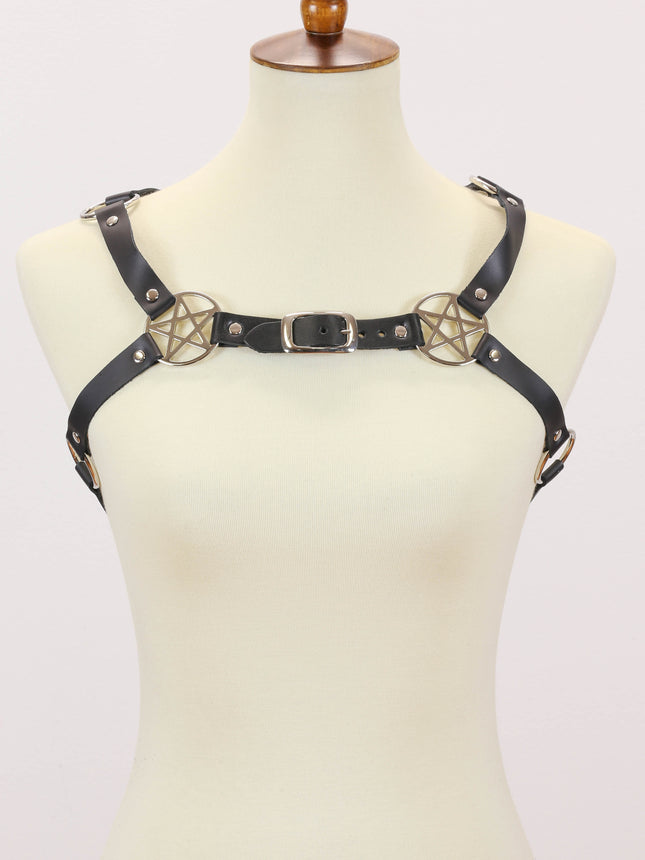 XH147 DOUBLE PENTAGRAM BUCKLE BULLDOG HARNESS FOR WOMEN