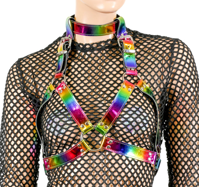 XH156RN CHEST HARNESS WITH COLLAR ASSORTED RAINBOW