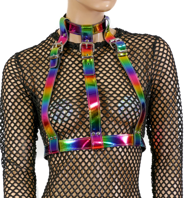XH163RN 3 STRAP HARNESS WITH COLLAR ASSORTED RAINBOW