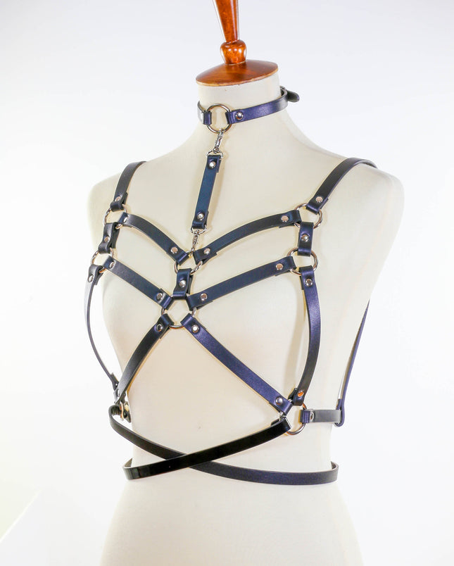 XH201 DOUBLE STRAP BRA HARNESS WITH CHOKER AND BELT
