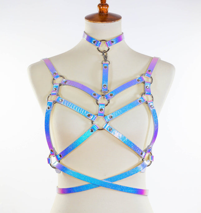 XH201RN DOUBLE STRAP BRA HARNESS WITH CHOKER AND BELT