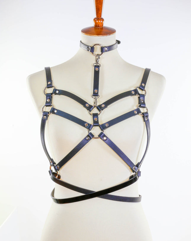 XH201 DOUBLE STRAP BRA HARNESS WITH CHOKER AND BELT
