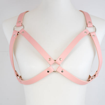 XH217  3/4" MATT VEGAN  WIDE BRA HARNESS 3MM THICK