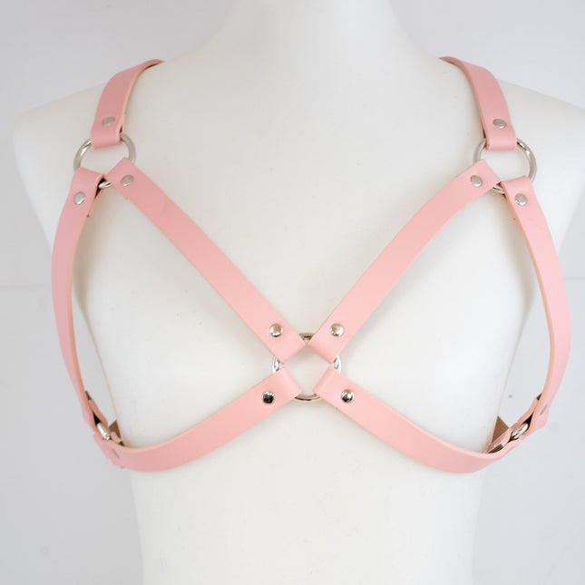 XH217  3/4" MATT VEGAN  WIDE BRA HARNESS 3MM THICK