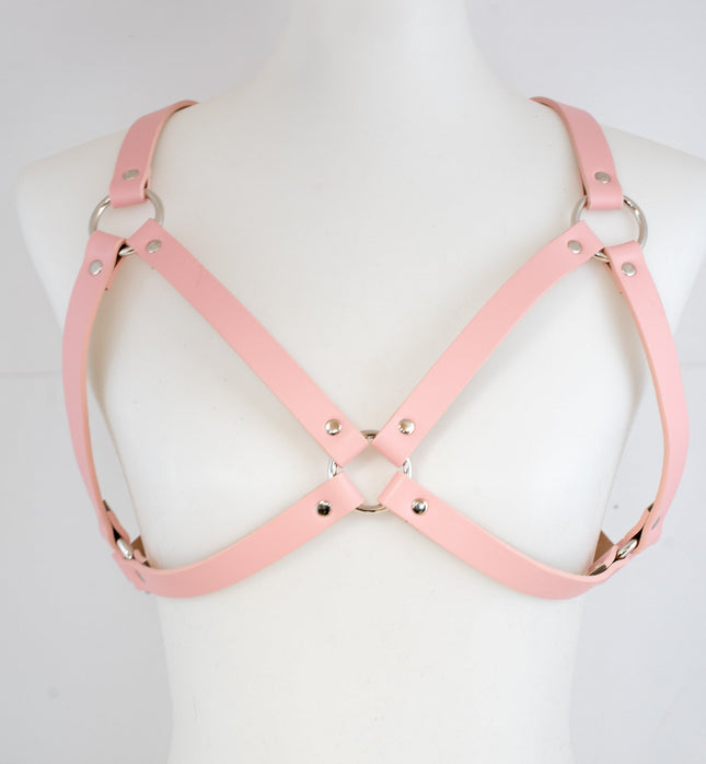 XH217  3/4" MATT VEGAN  WIDE BRA HARNESS 3MM THICK