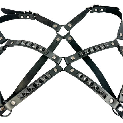XH220-BS BLACK PYRAMID STUDDED BRA HARNESS