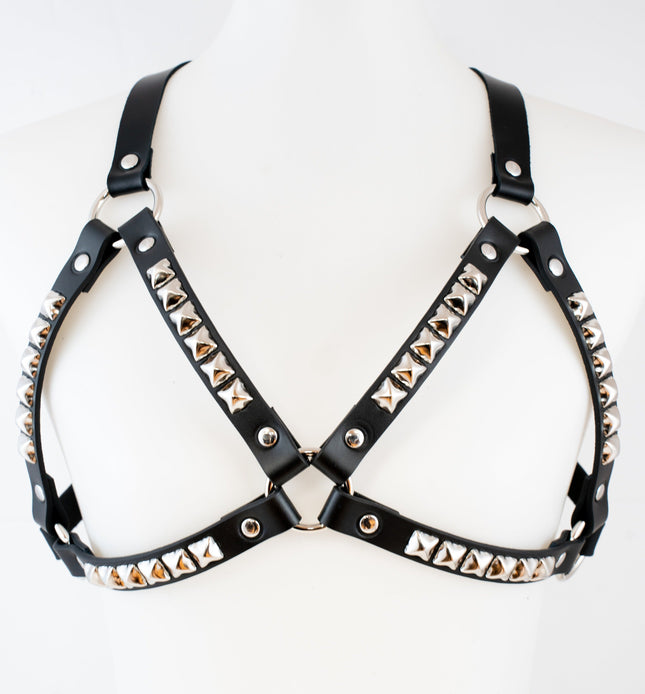 XH220 PYRAMID STUDDED BRA HARNESS