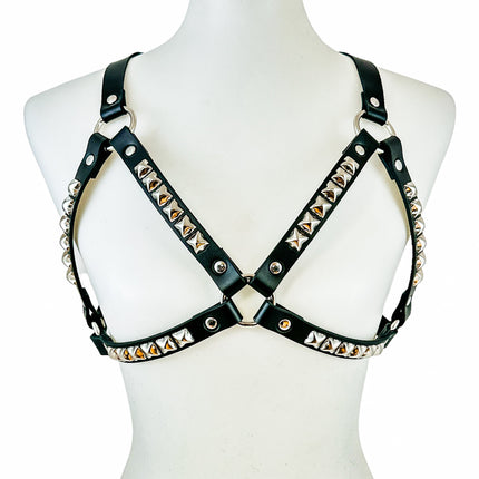 XH220 PYRAMID STUDDED BRA HARNESS
