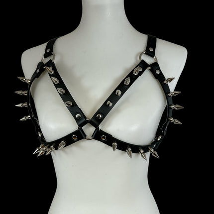 XH223  LARGE 1" SPIKE BRA HARNESS