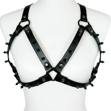 XH224-BS BLACK  1/2" SPIKE BRA HARNESS