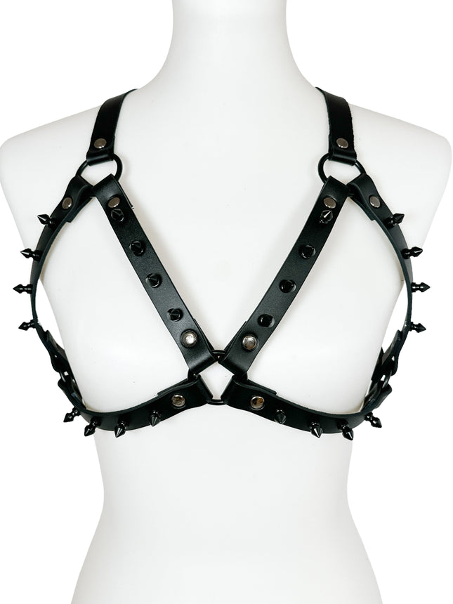XH224-BS BLACK  1/2" SPIKE BRA HARNESS