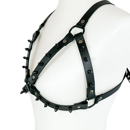 XH224-BS BLACK  1/2" SPIKE BRA HARNESS