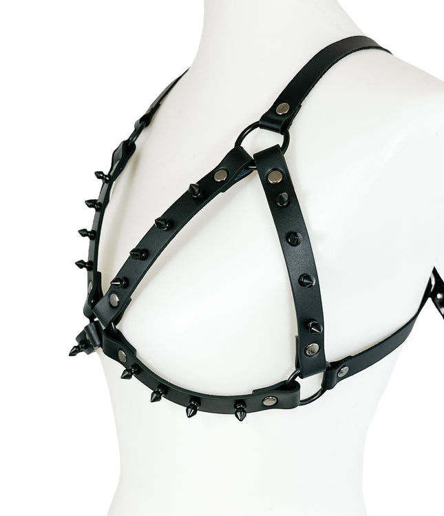 XH224-BS BLACK  1/2" SPIKE BRA HARNESS