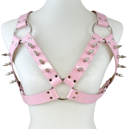 XH225N  SHINY PASTEL & VEGAN LEATHER WITH SPIKES