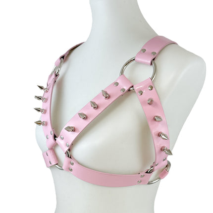 XH225N  SHINY PASTEL & VEGAN LEATHER WITH SPIKES
