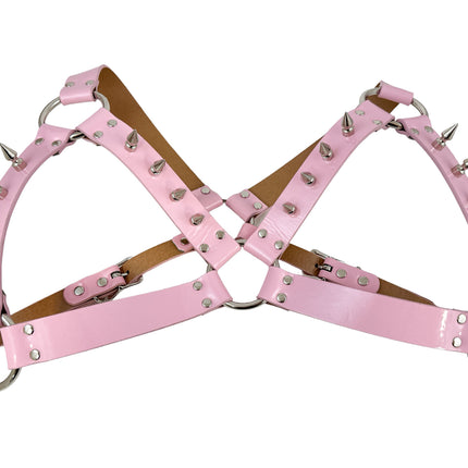 XH225N  SHINY PASTEL & VEGAN LEATHER WITH SPIKES