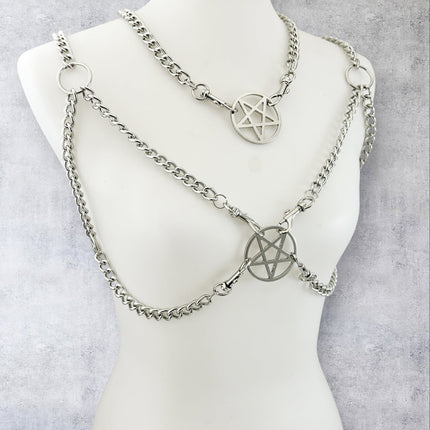 XH240 PENTAGRAM 4MM REGULAR CHAIN BRA HARNESS