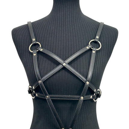 XH245M  VEGAN LEATHER PENTAGRAM HARNESS