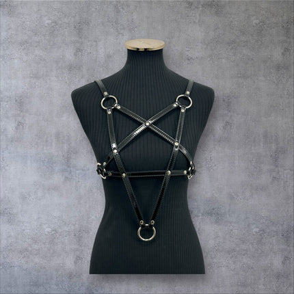 XH245M  VEGAN LEATHER PENTAGRAM HARNESS