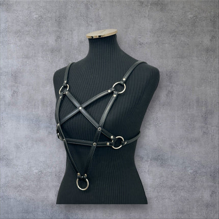 XH245M  VEGAN LEATHER PENTAGRAM HARNESS