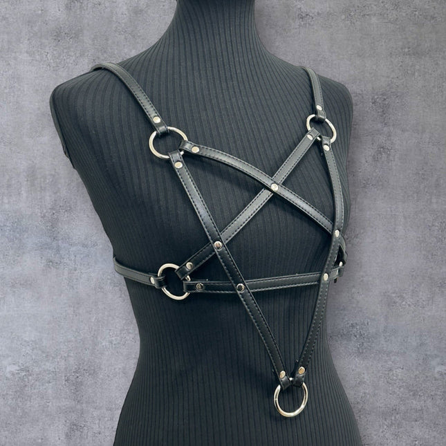 XH245M  VEGAN LEATHER PENTAGRAM HARNESS