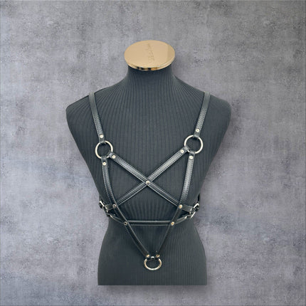 XH245M  VEGAN LEATHER PENTAGRAM HARNESS