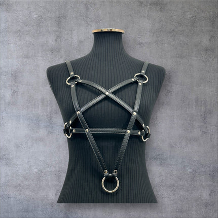 XH245M  VEGAN LEATHER PENTAGRAM HARNESS